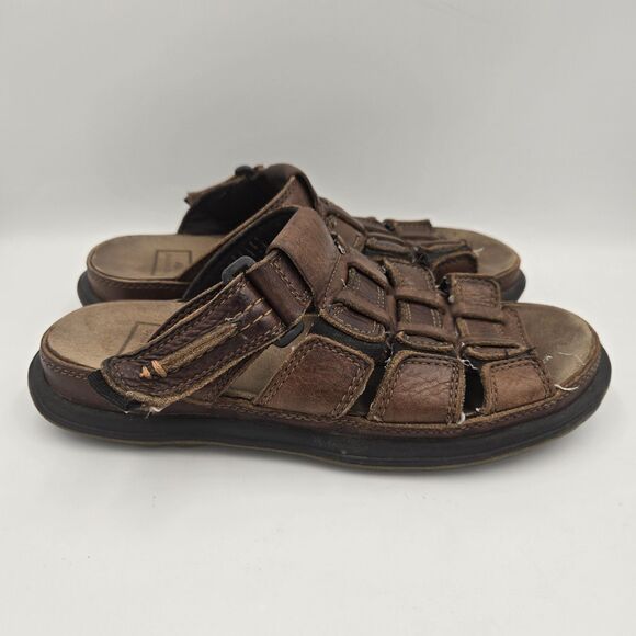 Vintage Dockers Men Size 7 Women Size 8.5 Brown Leather Fisherman Sandals Y2K - Picture 1 of 11
